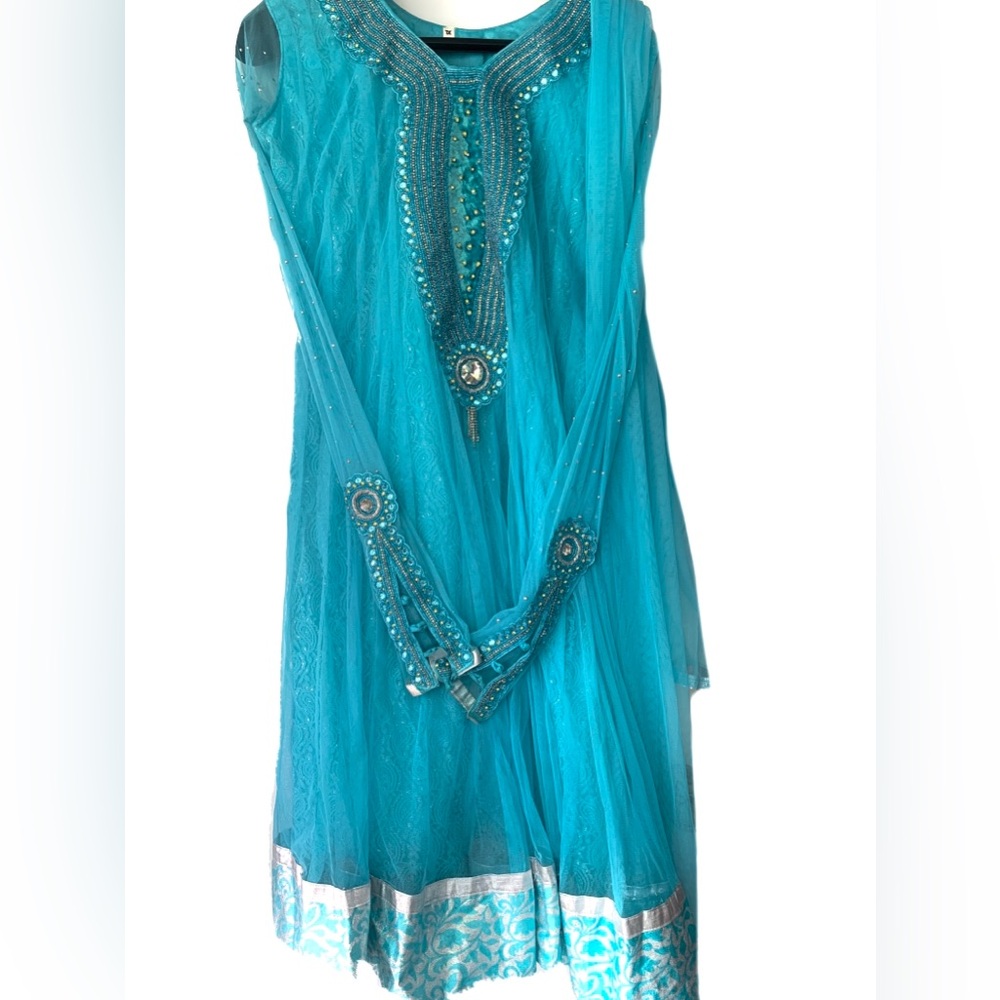 Teal Blue Anarkali dress